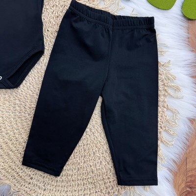 Conj. Body Manga Longa e Calça em Malha Térmica com Proteção UV50+- Preto